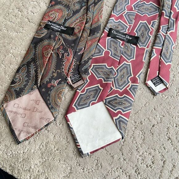 Christian Dior Monsieur (Set of Two) All Silk Ties - Fabric Woven in Italy Made - Picture 6 of 6